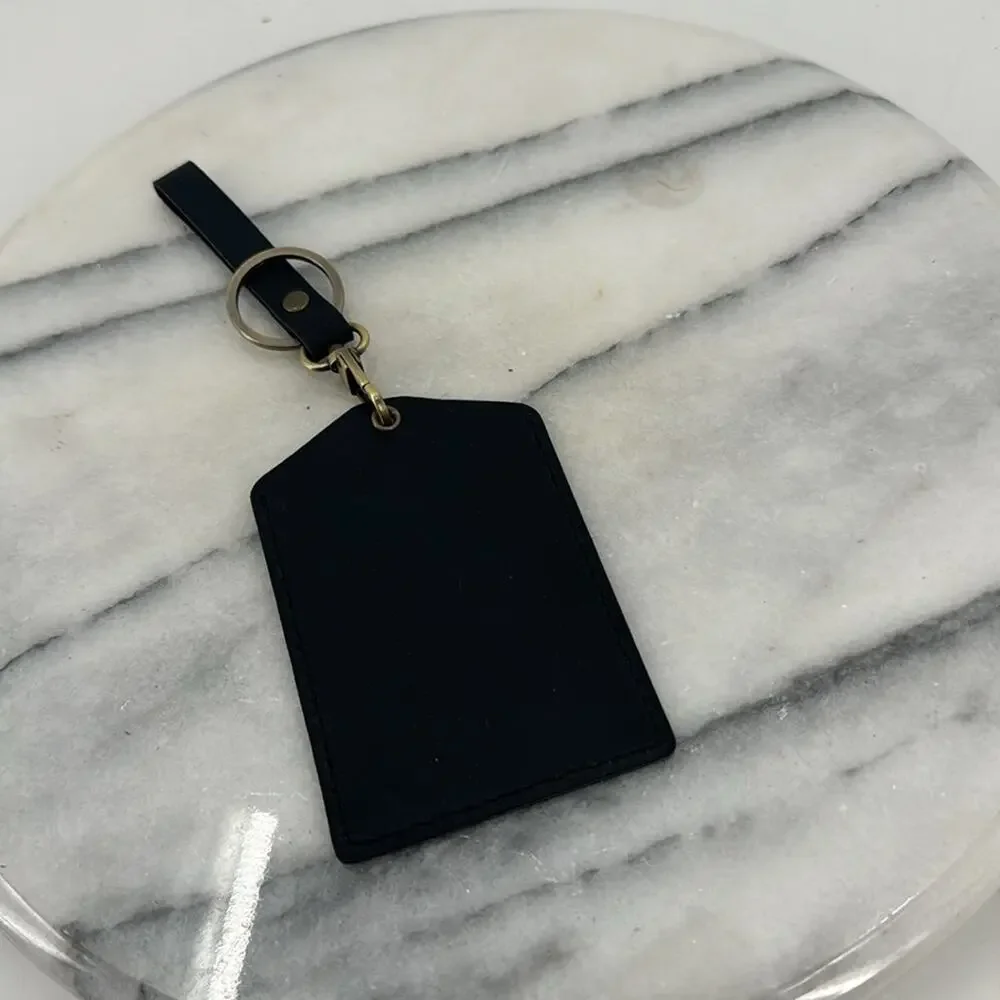 NWOT Handcrafted black leather luggage tags key phob